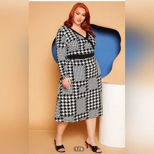 Houndstooth Midi Dress NWT